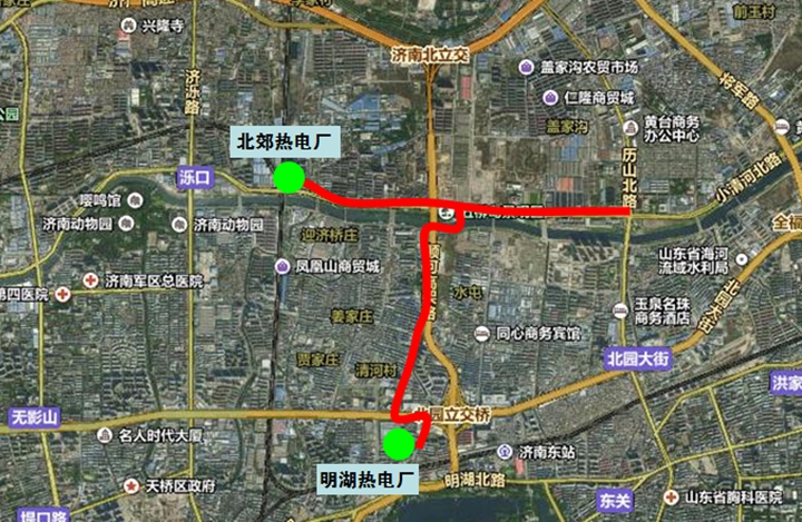 集團(tuán)燃?xì)鉄崃λ晒χ袠?biāo)濟(jì)南市清河北路、北園大街、西洛河路、北關(guān)北路供熱長輸管網(wǎng)設(shè)計項目