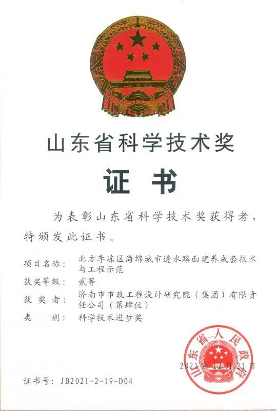集團(tuán)榮獲山東科學(xué)技術(shù)獎(jiǎng)二等獎(jiǎng)